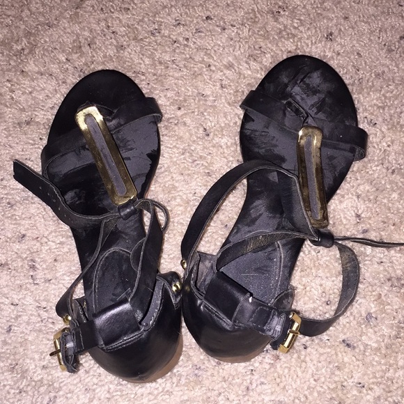 Mia leather and gold heeled sandals - Picture 1 of 5